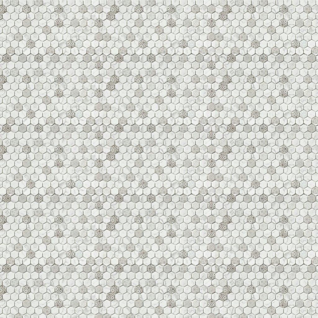 Marble Systems Concho Matte Hexagon Recycled Glass Mosaic 12 13/16x20 1/4 - Concho