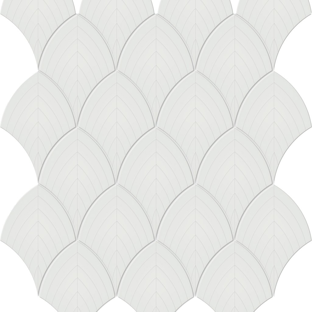 Qualis Ceramica Traditions Vintage Grey Scallop Glossy Mosaic - Light Grey