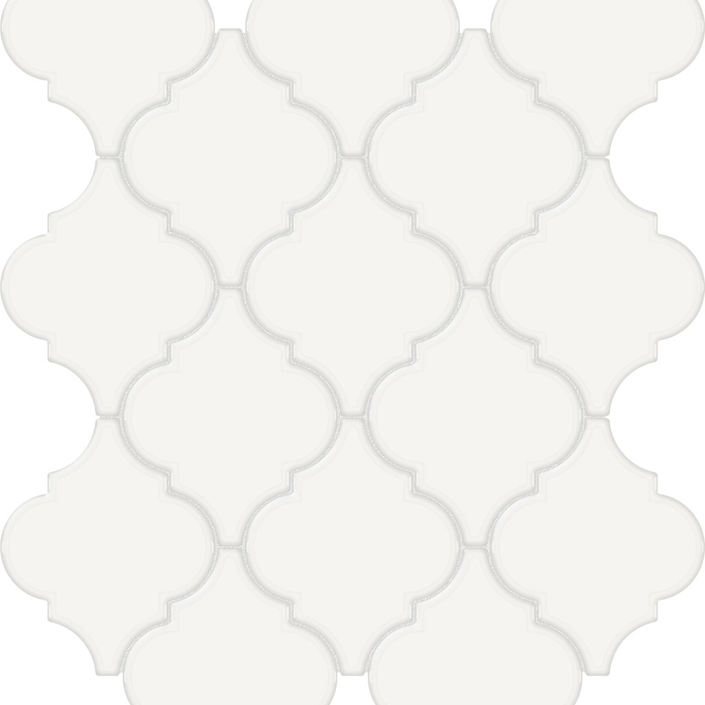 Qualis Ceramica Traditions White Arabesque Glossy Mosaic - White