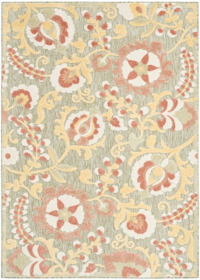 Nourison Home Nourison Aloha ALH17 5'3" x 7'5" Sage Rose Farmhouse Rug - 3'6" x 5'6"