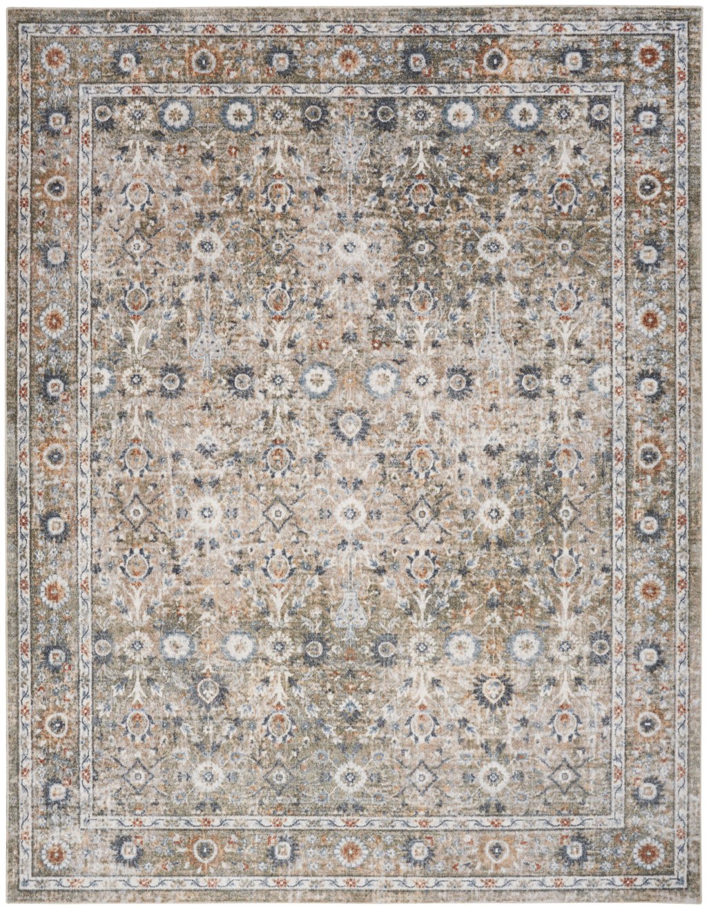 Nourison Home Nourison Astra Machine Washable ASW16 7'10" x 10' Gold Grey Vintage Indoor Rug