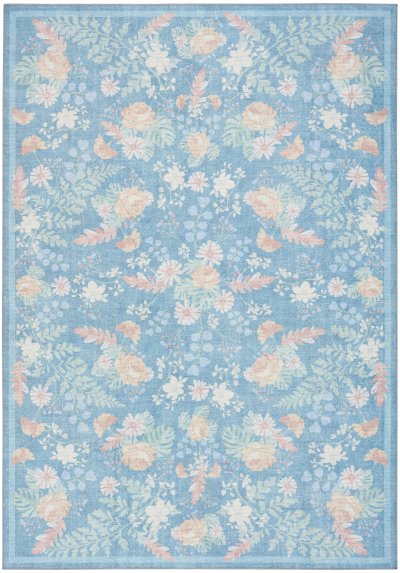 Nourison Home Nourison Botanical Washables BOT02 7'6" x 9'10" Blue Multicolor Farmhouse Indoor Rug - 4' x 6'
