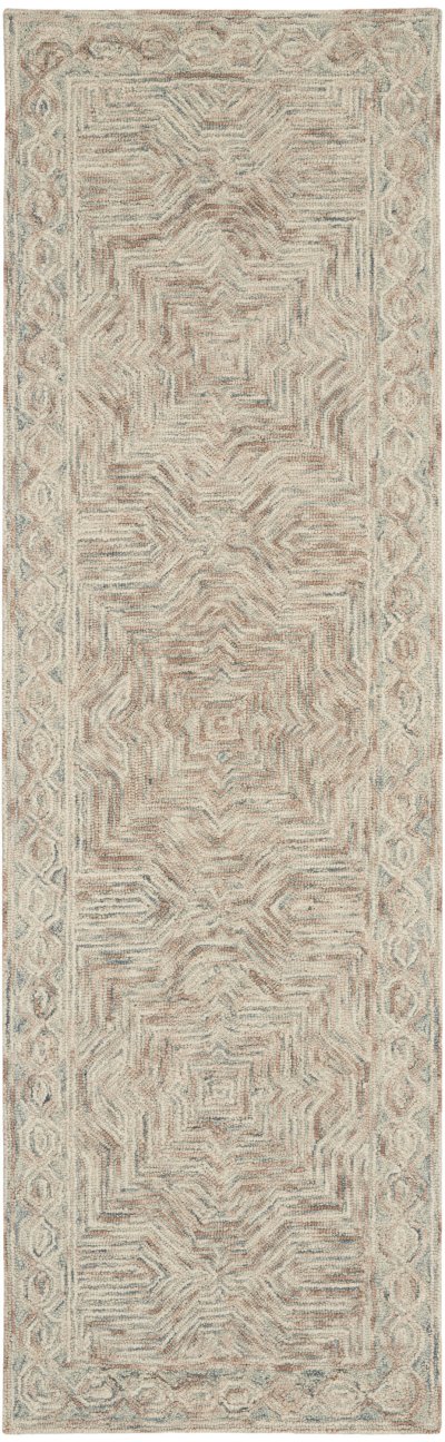 Nourison Home Nourison Interlock ITL03 3'9" x 5'9" Blue Ivory Bohemian Indoor Rug - 2'3" x 7'6"