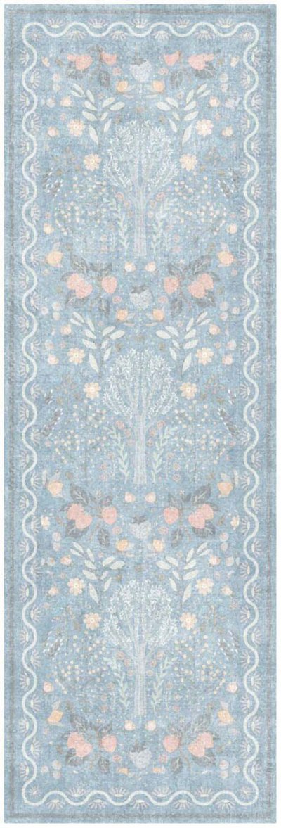Nourison Home Nourison Botanical Washables BOT04 4' x 6' Light Blue Multicolor Modern Indoor Rug - 2' x 6'