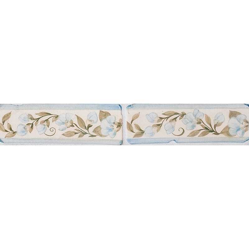 Marble Systems Petal Blanc Triangle, French Blue Matte Ceramic Border Tiles 2x6 - Petal Blanc Triangle, French Blue