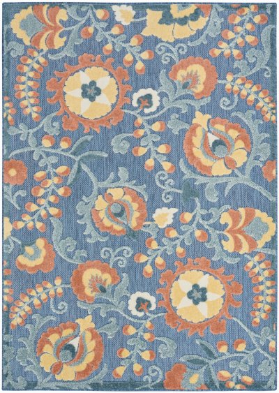 Nourison Home Nourison Aloha ALH17 2'8" x 4' Blue Rose Farmhouse Rug - 7'10" x 10'6"