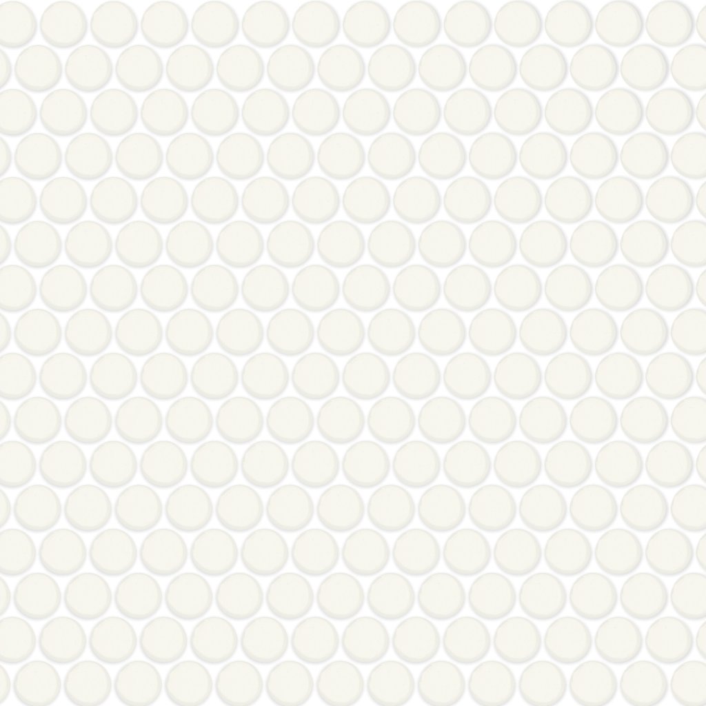 Daltile Color Wheel Mosaic Matte Arctic White, Penny Rounds, Matte - Matte Arctic White