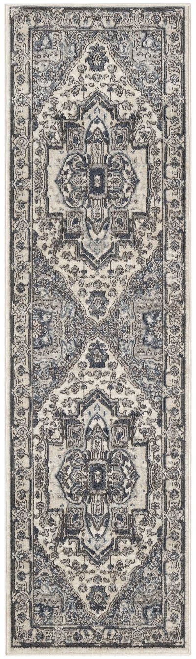 Nourison Home Nourison Quarry QUA18 2'2" x 7'6 Ivory Navy Vintage Indoor Rug - 2'2" x 7'6