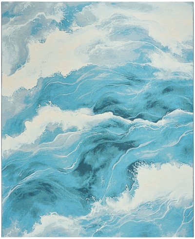Nourison Home Nourison Color Splash CSP05 5'3" x 7'3" Ivory Blue Coastal, Nautical & Beach Rug - 5'3" x 7'3"