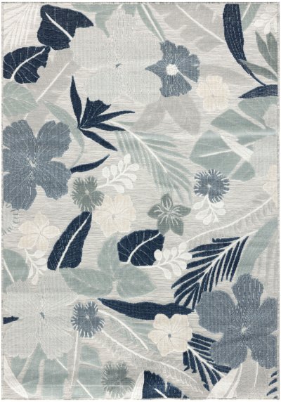 Nourison Home Nourison Suncoast SNC01 4' x 6' Grey Navy Tropical Rug - 5'3" x 7'3"