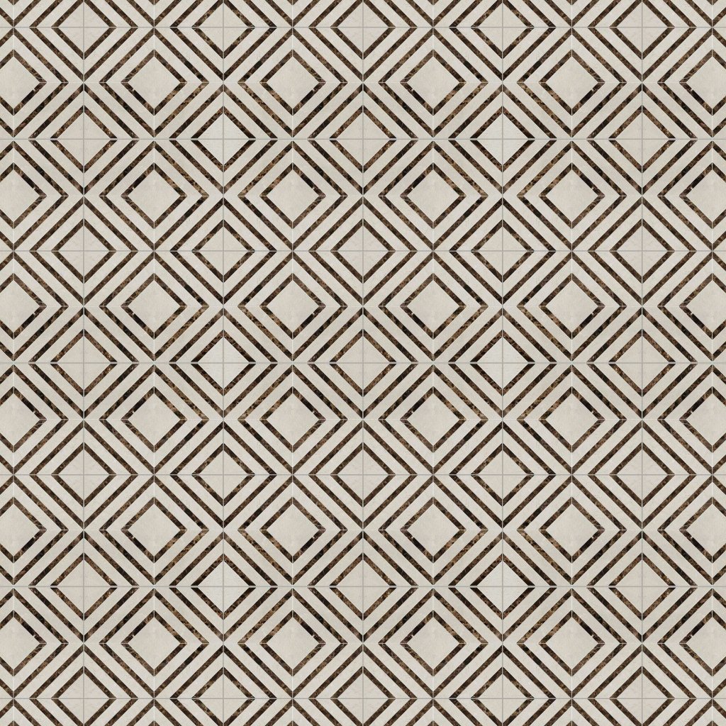 Marble Systems Crema Bella, Emperador Dark Polished Yildiz Marble Mosaic 8 13/16x11 - Crema Bella, Emperador Dark