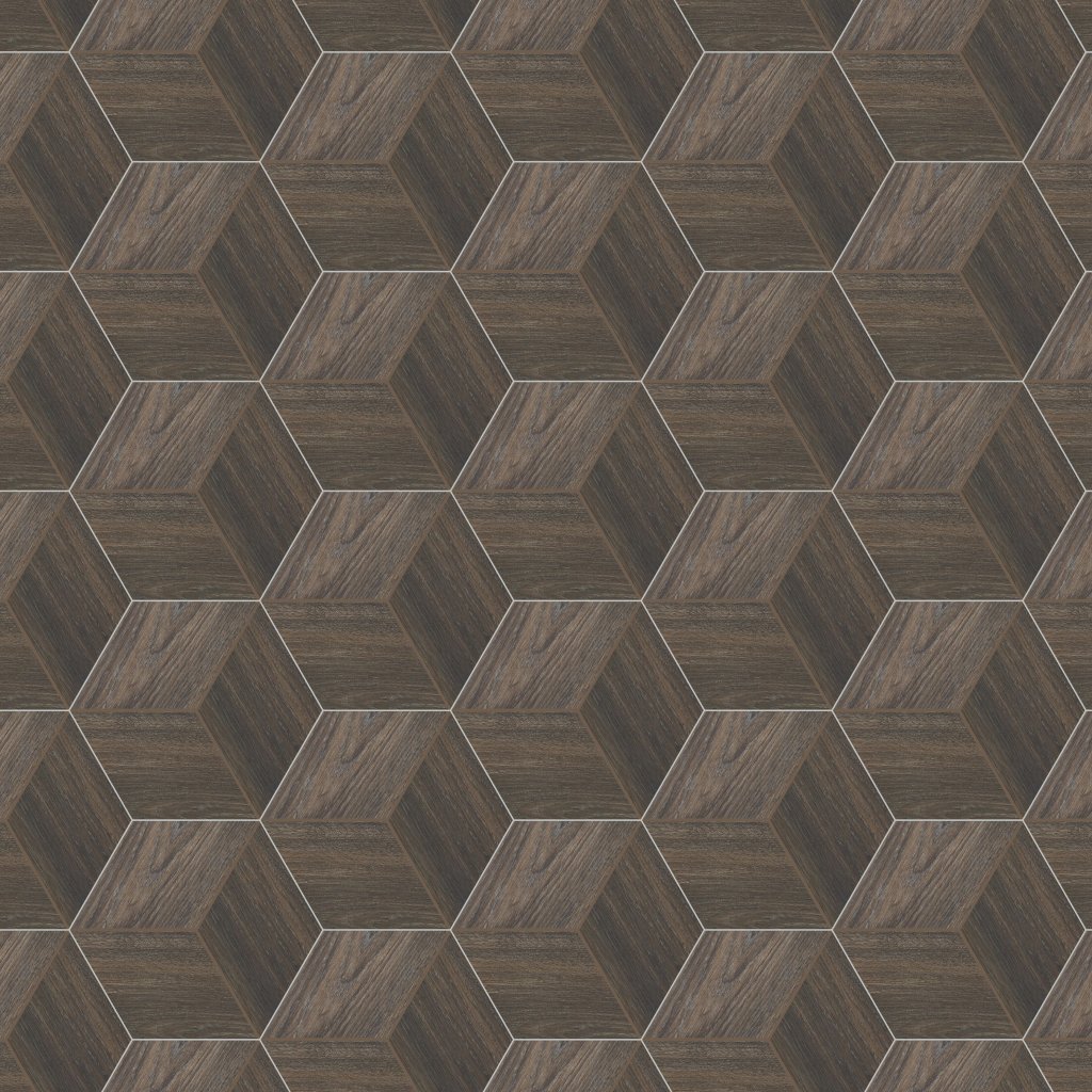 Daltile Emerson Wood Brazilian Walnut, 3D Cube, 12X12, Matte - Brazilian Walnut