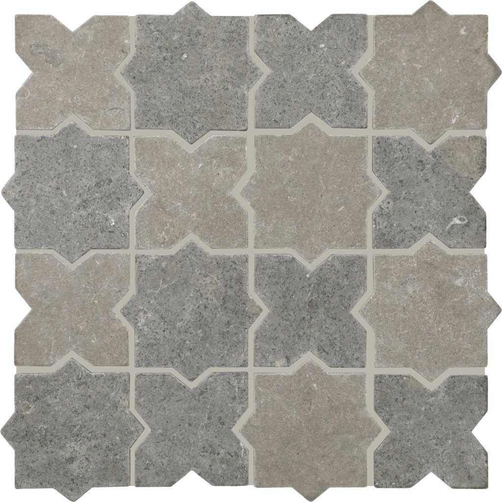 Daltile Renderra Lyon Seine, Star and Cross, 3X3, Tumbled - Seine