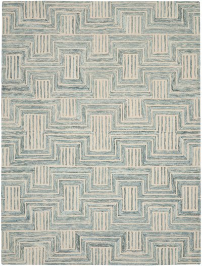 Nourison Home Nourison Interlock ITL06 5' x 7'6" Ivory/Turquoise Modern Indoor Rug - 8' x 10'6"