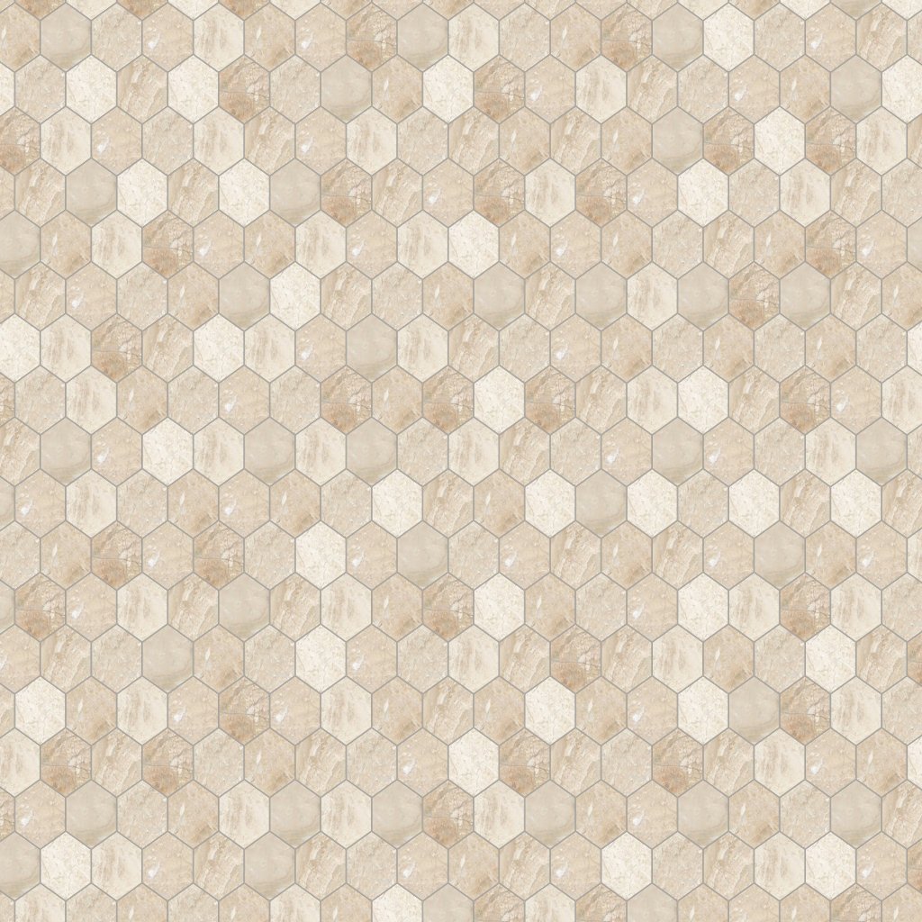Marble Systems Diana Royal Honed Hexagon 2 Marble Mosaic 10 3/8x12 - Diana Royal