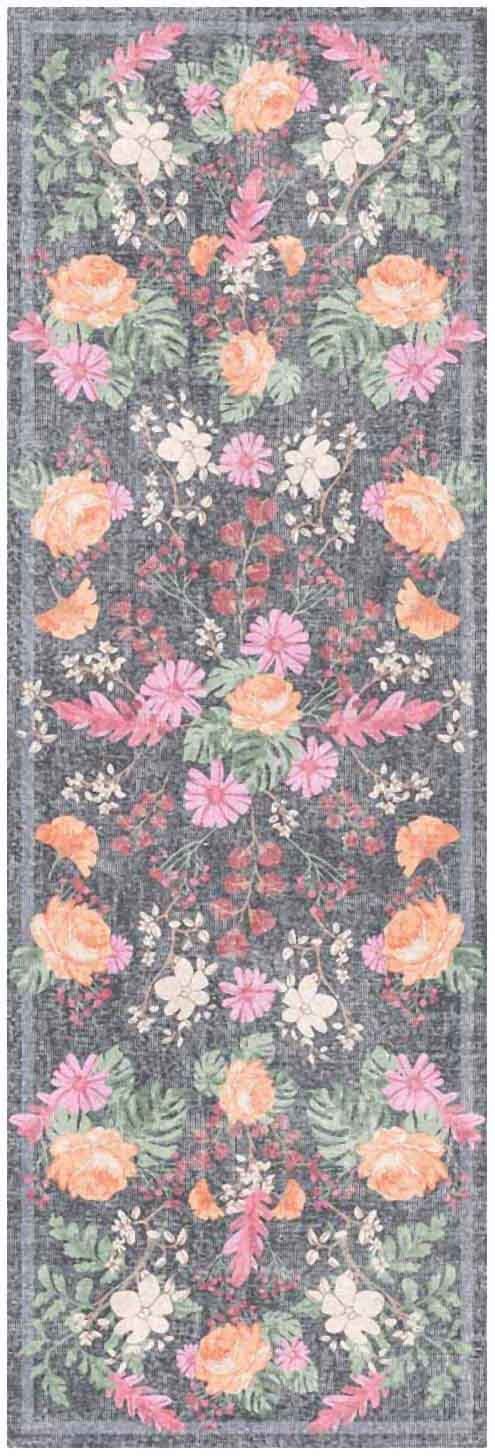 Nourison Home Nourison Botanical Washables BOT02 2' x 6' Charcoal Multicolor Farmhouse Indoor Rug