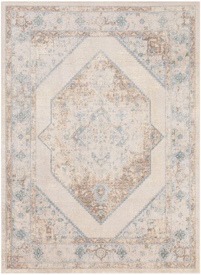 Nourison Home Nourison Astra Machine Washable ASW13 6'7" x 9' Ivory Blue Vintage Indoor Rug - 4' x 6'