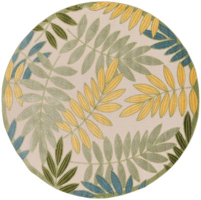 Nourison Home Nourison Aloha ALH18 5'3" x Round Green Multicolor Outdoor Rug - 7'10" Round