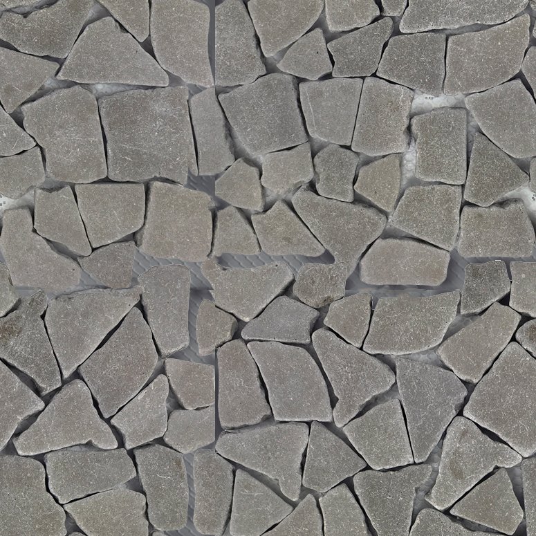 Qualis Ceramica Riviera Tileworks Chelsea Grey Reconstituted Mini Opus Stone Interlocking Mosaic Sheet