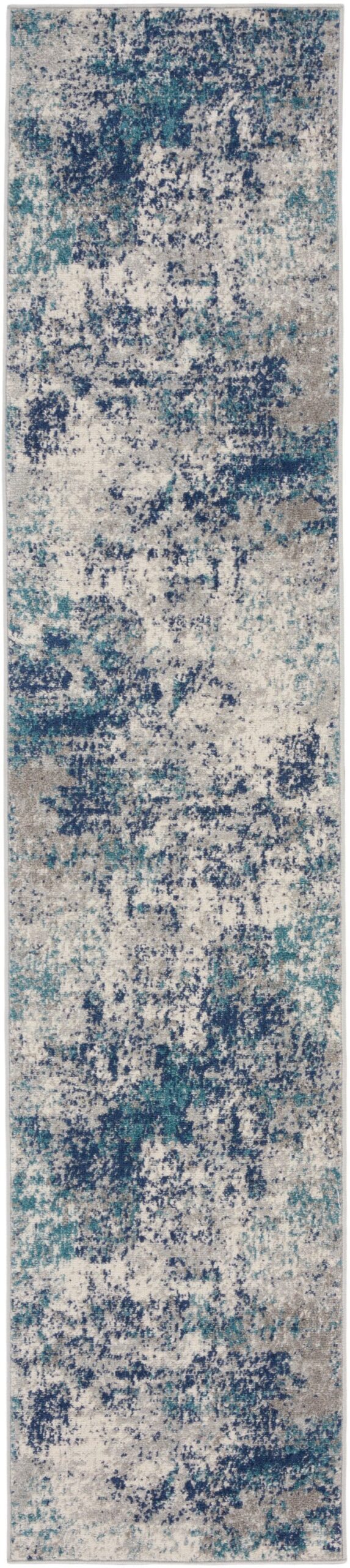 Nourison Home Nourison Passion PSN36 2'2" x 10' Ivory Teal Modern Indoor Rug