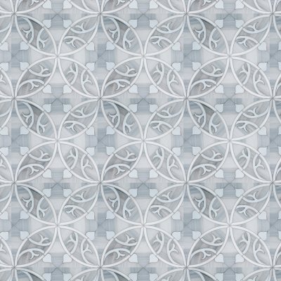 Marble Systems Skyline, Snow White, R007 Multi Finish Elain Waterjet Marble Mosaic 17 9/16x17 9/16 - Skyline, Snow White, R007 - 17 9/16" x 17 9/16" x 3/8"