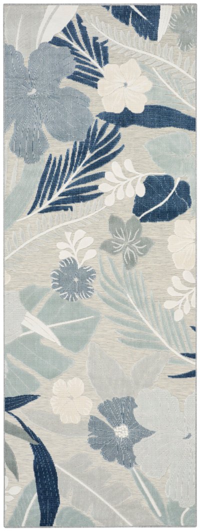 Nourison Home Nourison Suncoast SNC01 4' x 6' Grey Navy Tropical Rug - 2' x 6'