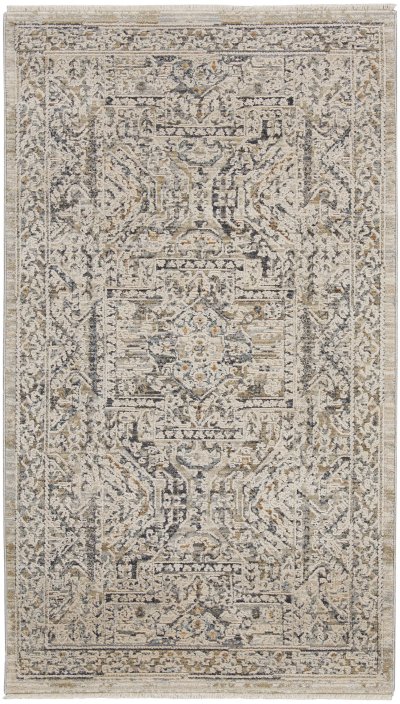 Nourison Home Nourison Lynx LNX01 12' x 15'9" Ivory Grey Blue Vintage Indoor Rug - 2'6" x 4'6"