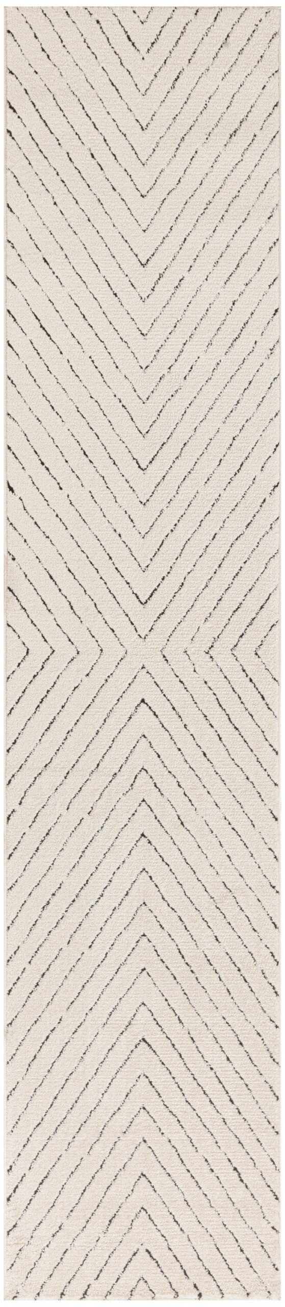 Nourison Home Nourison Modern Comfort MNC01 2'2" x 10' Ivory Black Scandinavian Indoor Rug