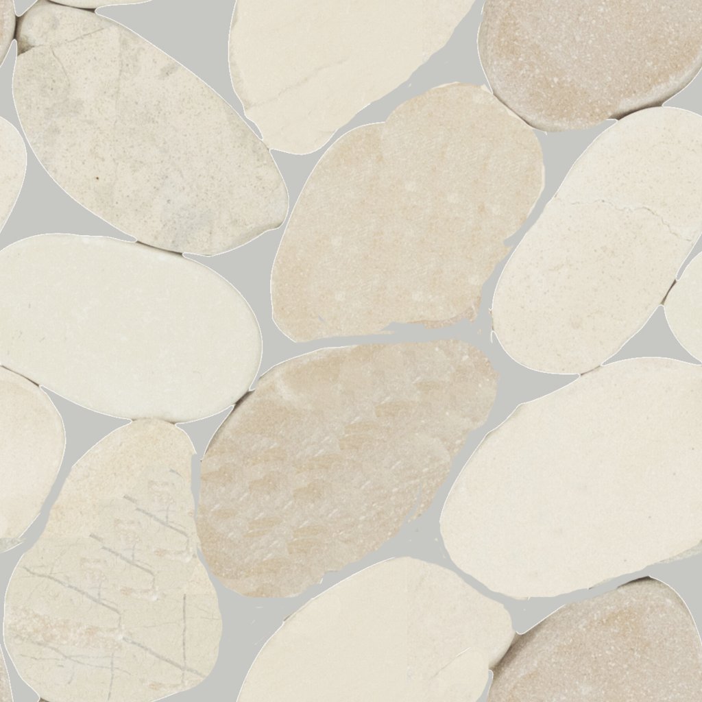 Daltile Pebble Oasis Seashell, Flat Pebble, Tumbled - Seashell