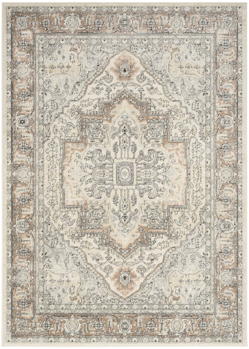 Nourison Home Nourison Quarry QUA18 3'9" x 5'9" Ivory Grey Taupe Vintage Indoor Rug