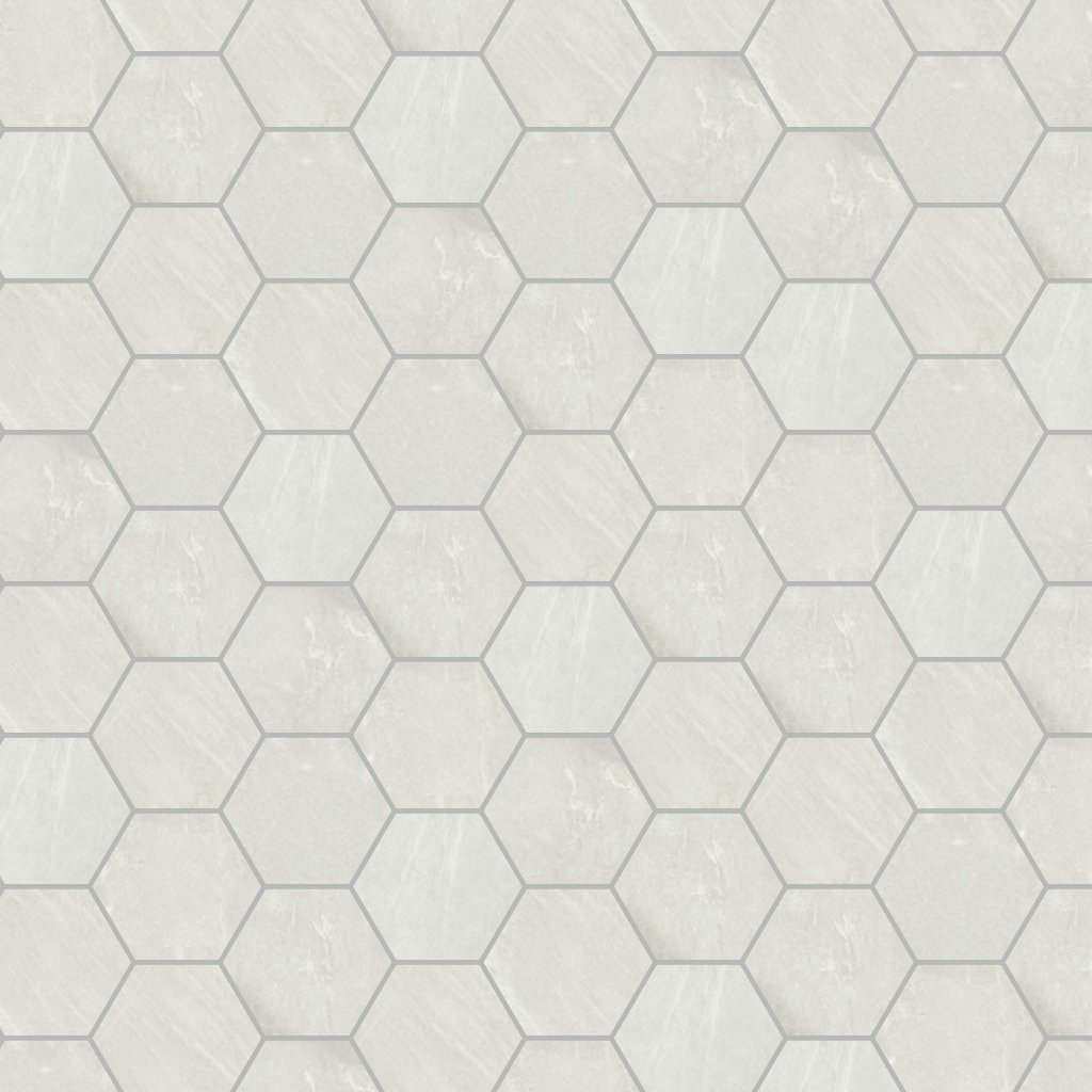 American Olean Solstice - Winter White, Hexagon, 8, Stepwise, Matte (ST32) - Winter White