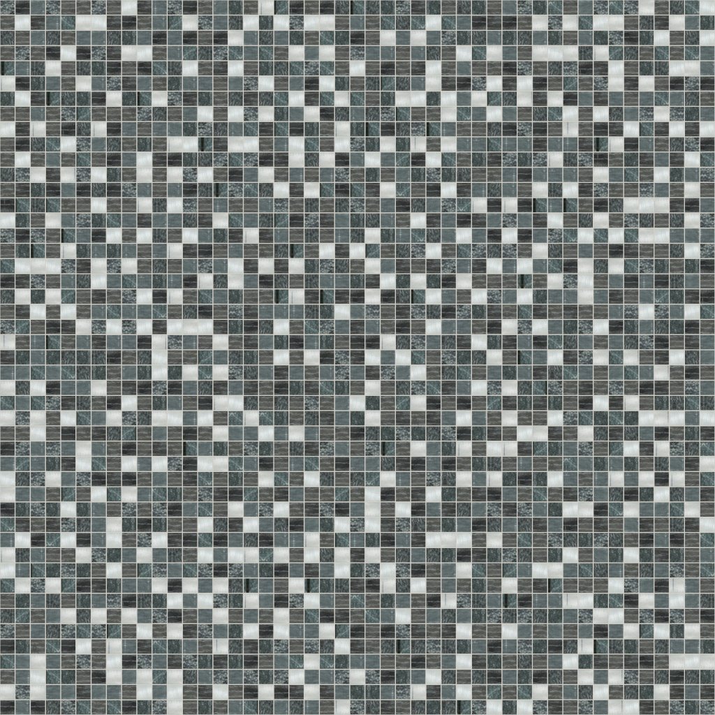 Qualis Ceramica Riviera Tileworks Chelsea Grey/Black Stone Aluminum Mix Mosaic