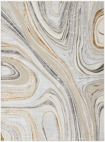 Nourison Home Nourison Glitz GLZ21 2'3" x 7'6" Grey Gold Modern Indoor Rug - 9' x 12'