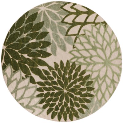 Nourison Home Nourison Aloha ALH05 12' x 15' Ivory Green Tropical Rug - 5'3" Round