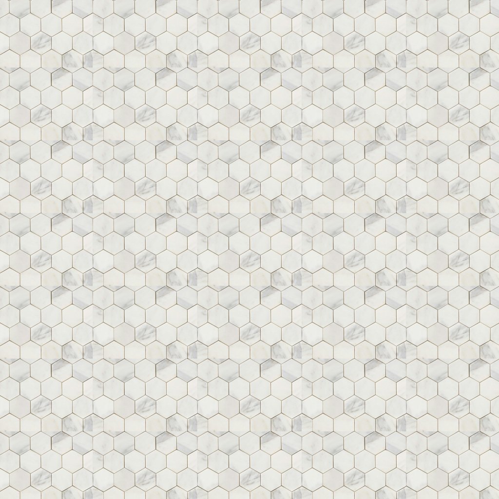 Marble Systems Calacatta Gold Royal Honed Hexagon Marble Mosaic 10 3/8x12 - Calacatta Gold Royal