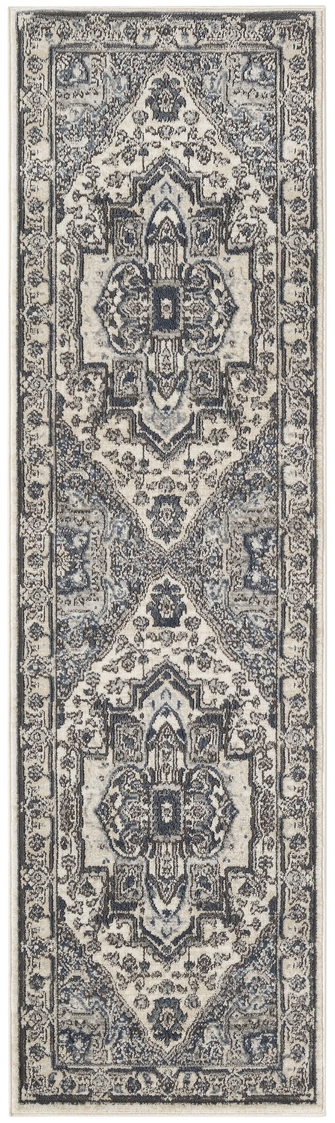Nourison Home Nourison Concerto CNC18 2'2" x 7'6 Ivory Navy Vintage Indoor Rug