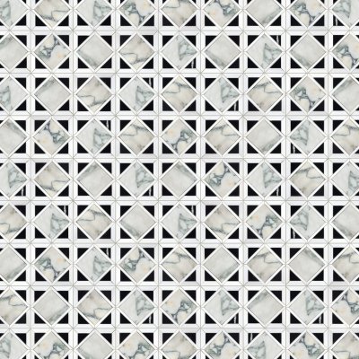 Marble Systems Calacatta Green Honed Kent Marble Mosaic 13 9/16x13 9/16 - Calacatta Green - 13 9/16" x 13 9/16" x 3/8"
