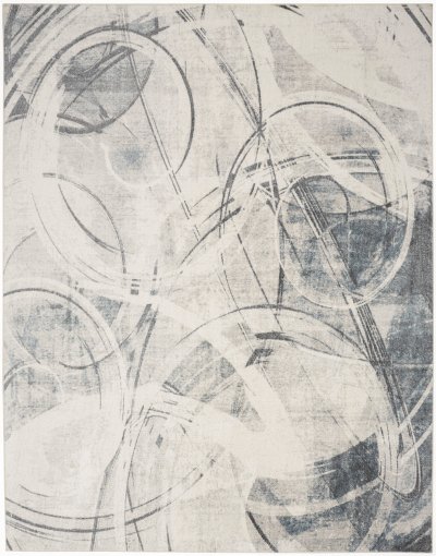 Nourison Home Nourison Astra Machine Washable ASW14 2' x 6' Silver Blue Modern Indoor Rug - 6'7" x 9'