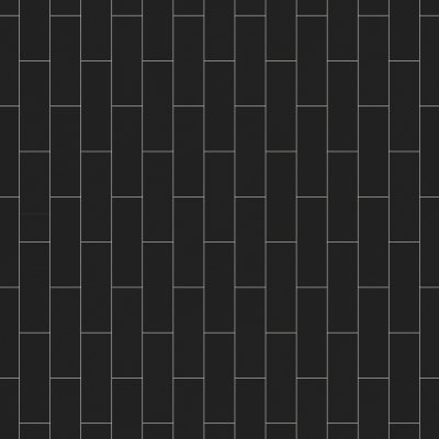 Qualis Ceramica Chelsea Collection Black Brick Pattern Glossy Glazed Ceramic 2"x6" - 12" x 12"