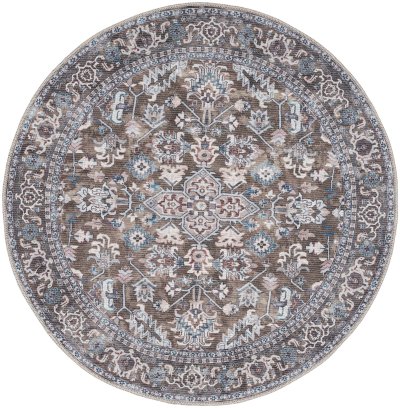 Nourison Home Nourison New Concept Washables SR104 3' x 5' Olive Ivory Vintage Indoor Rug - 4' Round