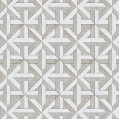 Marble Systems Snow White, Silver Shadow Honed Rubicon Marble Mosaic 17x17 - Snow White, Silver Shadow - 17" x 17" x 3/8"