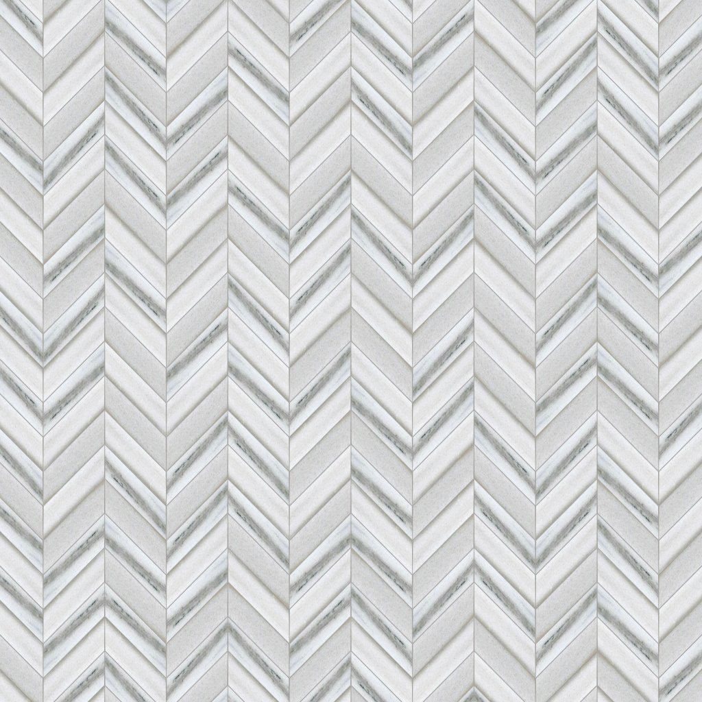 Marble Systems Skyline Vein Cut Honed Chevron Waterjet Marble Mosaic 13x10 - Skyline Vein Cut