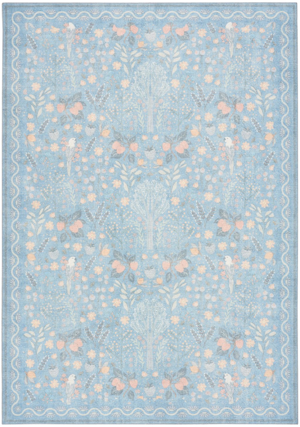 Nourison Home Nourison Botanical Washables BOT04 4' x 6' Light Blue Multicolor Modern Indoor Rug