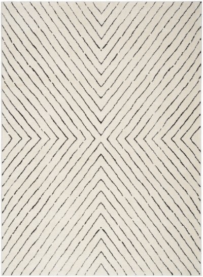Nourison Home Nourison Modern Comfort MNC01 2'2" x 10' Ivory Black Scandinavian Indoor Rug - 5'3" x 7'