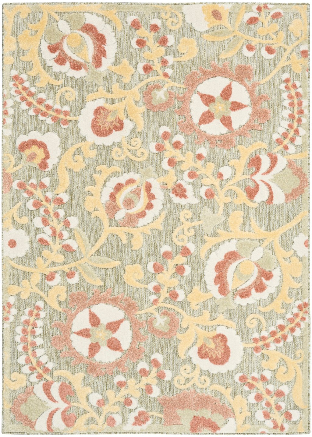Nourison Home Nourison Aloha ALH17 5'3" x 7'5" Sage Rose Farmhouse Rug