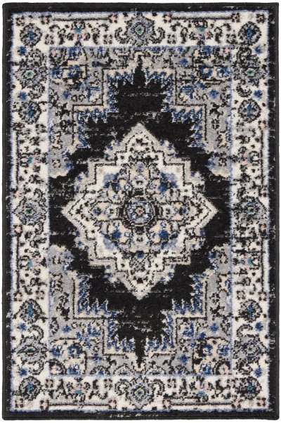 Nourison Home Nourison Passion PSN03 5'3" x 7'3" Black Ivory Vintage Indoor Rug - 1'10" x 2'10"