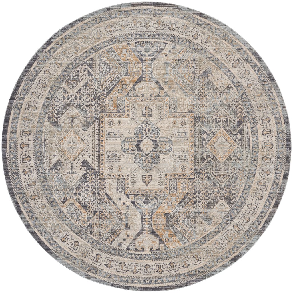 Nourison Home Nourison Lynx LNX01 7’10” x Round Ivory Charcoal Vintage Indoor Rug