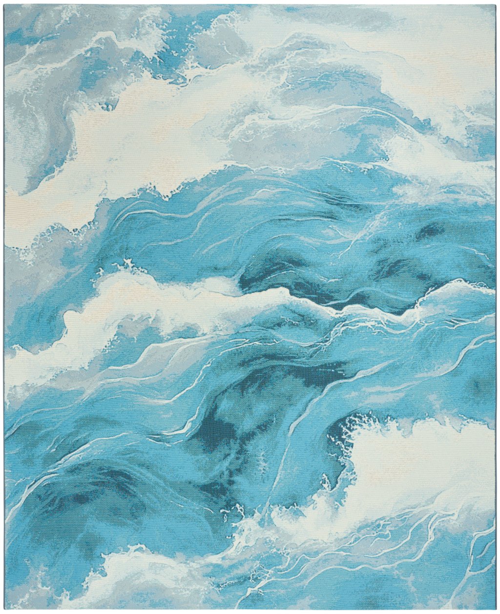 Nourison Home Nourison Color Splash CSP05 5'3" x 7'3" Ivory Blue Coastal, Nautical & Beach Rug