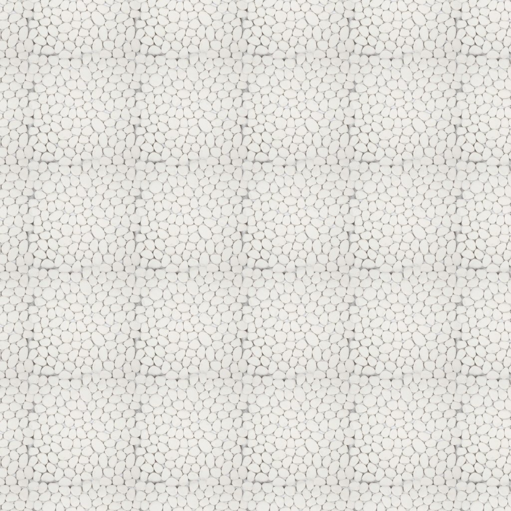 Qualis Ceramica Riviera Tileworks Chelsea White Reconstituted Pebble Interlocking Mosaic