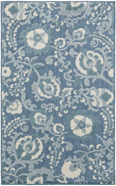 Nourison Home Nourison Aloha ALH17 7'10" x 10'6" Blue Farmhouse Rug - 2'8" x 4'